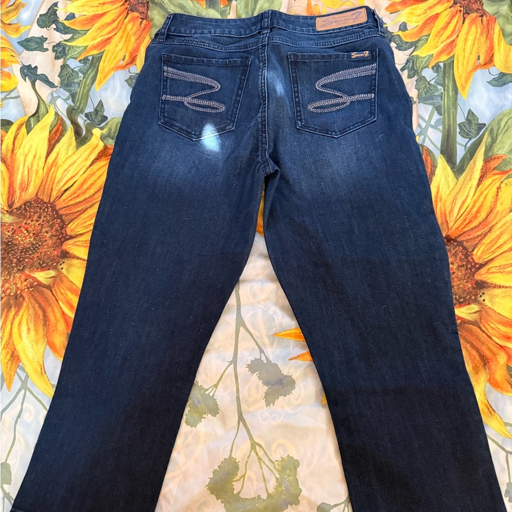 Seven7 Dark Blue Straight Leg Jeans - Picture 3 of 4